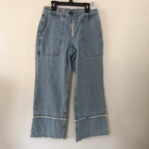 New! ei8ht Dreams Blue Women's High-waisted  Wide-leg Crop Jeans Size26